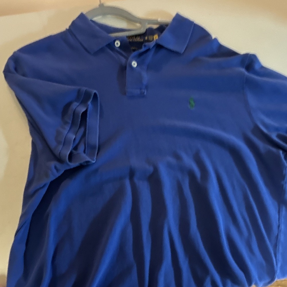 Polo Ralph Lauren Men's XL Blue Solid Classic Fit Knit Polo Shirt Logo